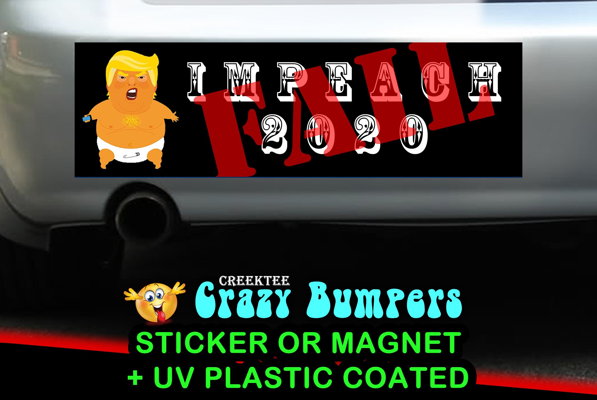 Fail Impeach 2020 Trump icon Up 10 x 3 Bumper Sticker - Custom changes and orders welcomed! Fail Impeach 2020 Trump icon Up 10 x 3 Bumper Sticker - Custom changes and orders welcomed!
