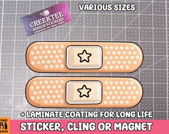 2x Bandage Vinyl Bumper Sticker or Bumper Sticker Magnet in UV Laminate Coating