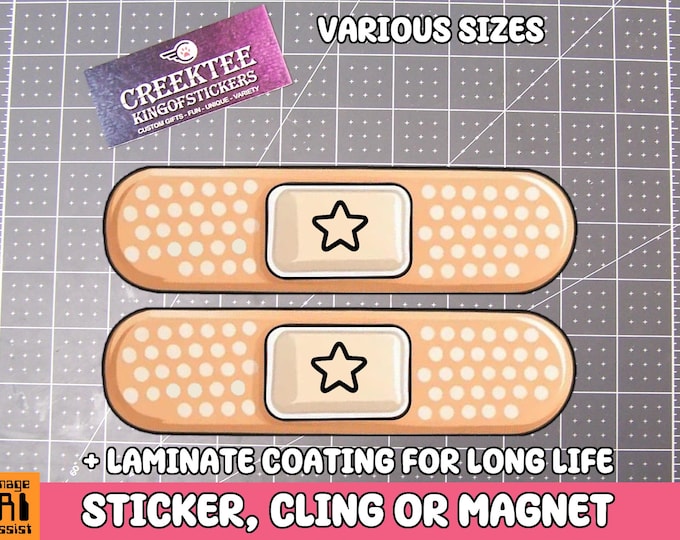 2x Bandage Vinyl Bumper Sticker or Bumper Sticker Magnet in UV Laminate Coating