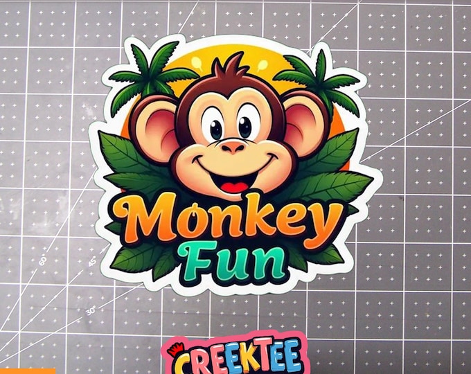 Monkey Vinyl Sticker, Window Cling or Magnet in UV Laminate Coating