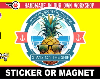 Pineapple sticker or magnet in various sizes and width's from 3" to 7" with uv laminate protection