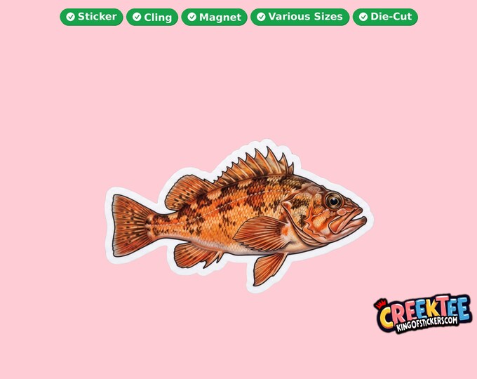 Fish Vinyl Sticker, Window Cling or Magnet in UV Laminate Coating