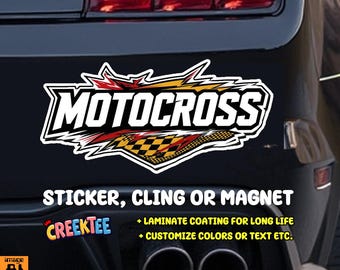 Motocross Bumper Sticker, Magnet, Vinyl Sticker, Window Cling, UV Laminate, laptop, water bottle