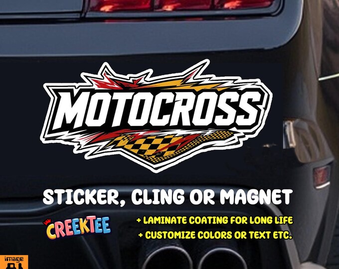 Motocross Bumper Sticker, Magnet, Vinyl Sticker, Window Cling, UV Laminate, laptop, water bottle