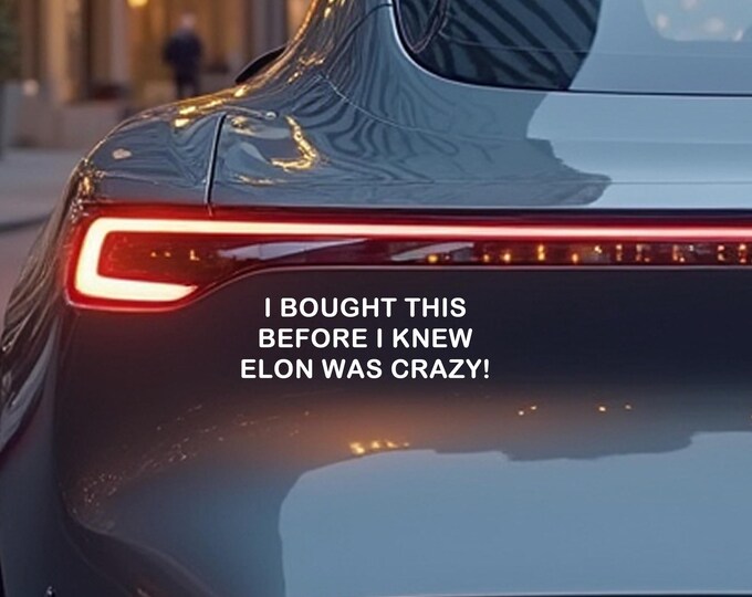 I Bought This Before I Knew Elon Was Crazy Vinyl Decal in various sizes and colors
