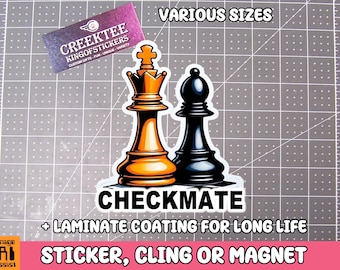 Chess Checkmate Magnet or Window Cling in Various Sizes