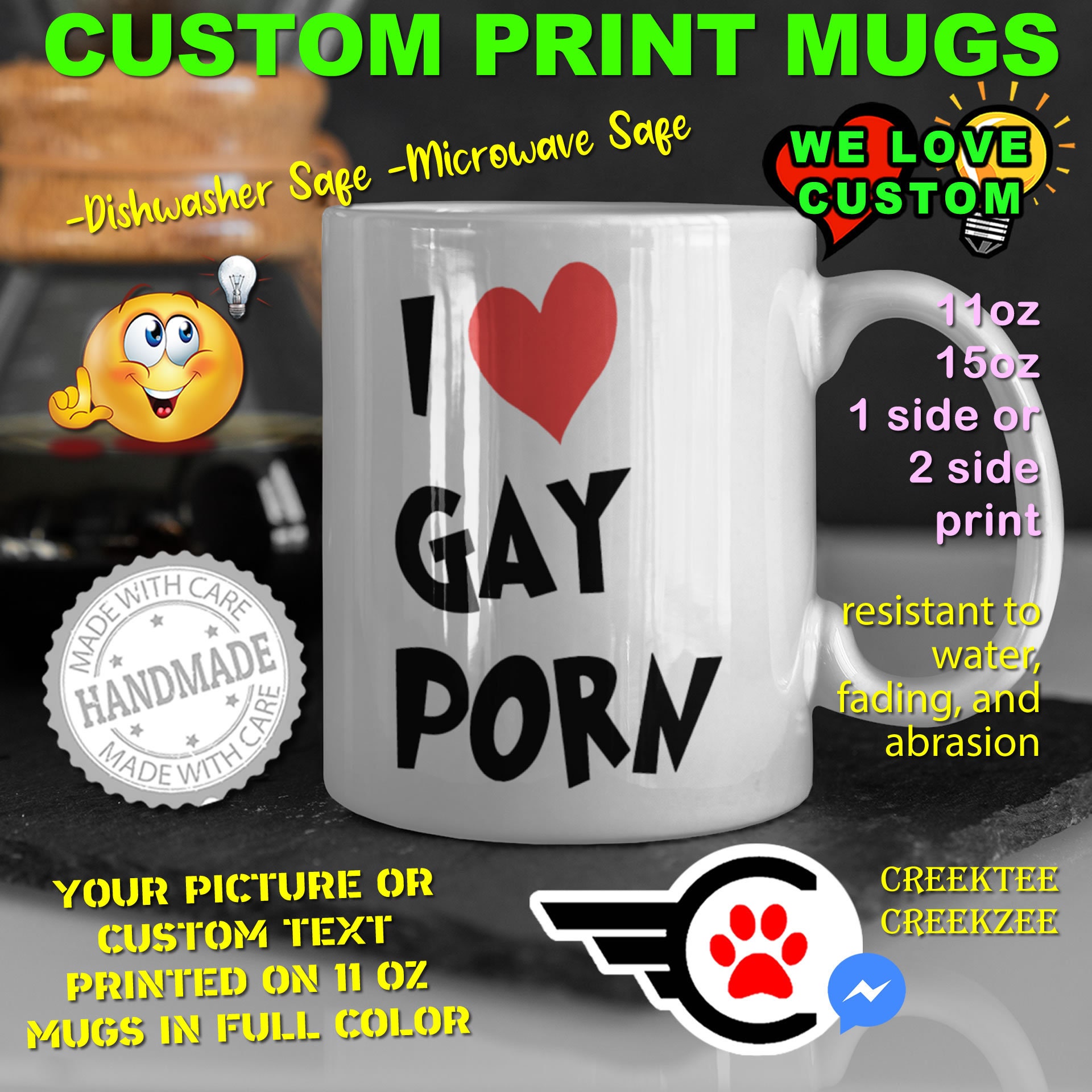 1920px x 1920px - Taza de cafÃ© divertida I Love Gay Porn o tazas de cafÃ© - Etsy EspaÃ±a