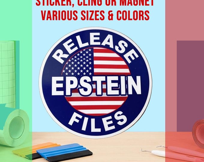 Release Epstein Files Round Bumper Sticker, Magnet, Vinyl Sticker or Window Cling, UV Laminate Coating, laptop, water bottle
