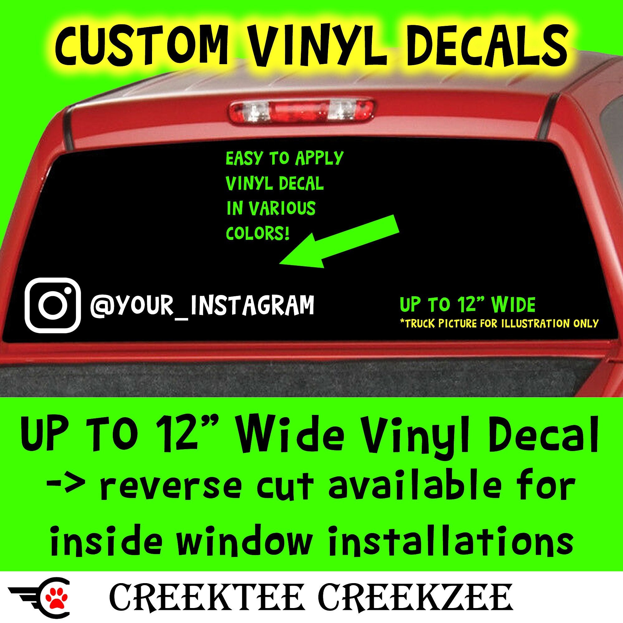 Instagram Vinyl Decal in Color Vinyl Various Sizes and Colors Die Cut Vinyl Decal also in Cool Chrome Colors!