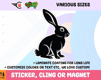 Rabbit Sticker, Magnet or Window Cling in Various Sizes