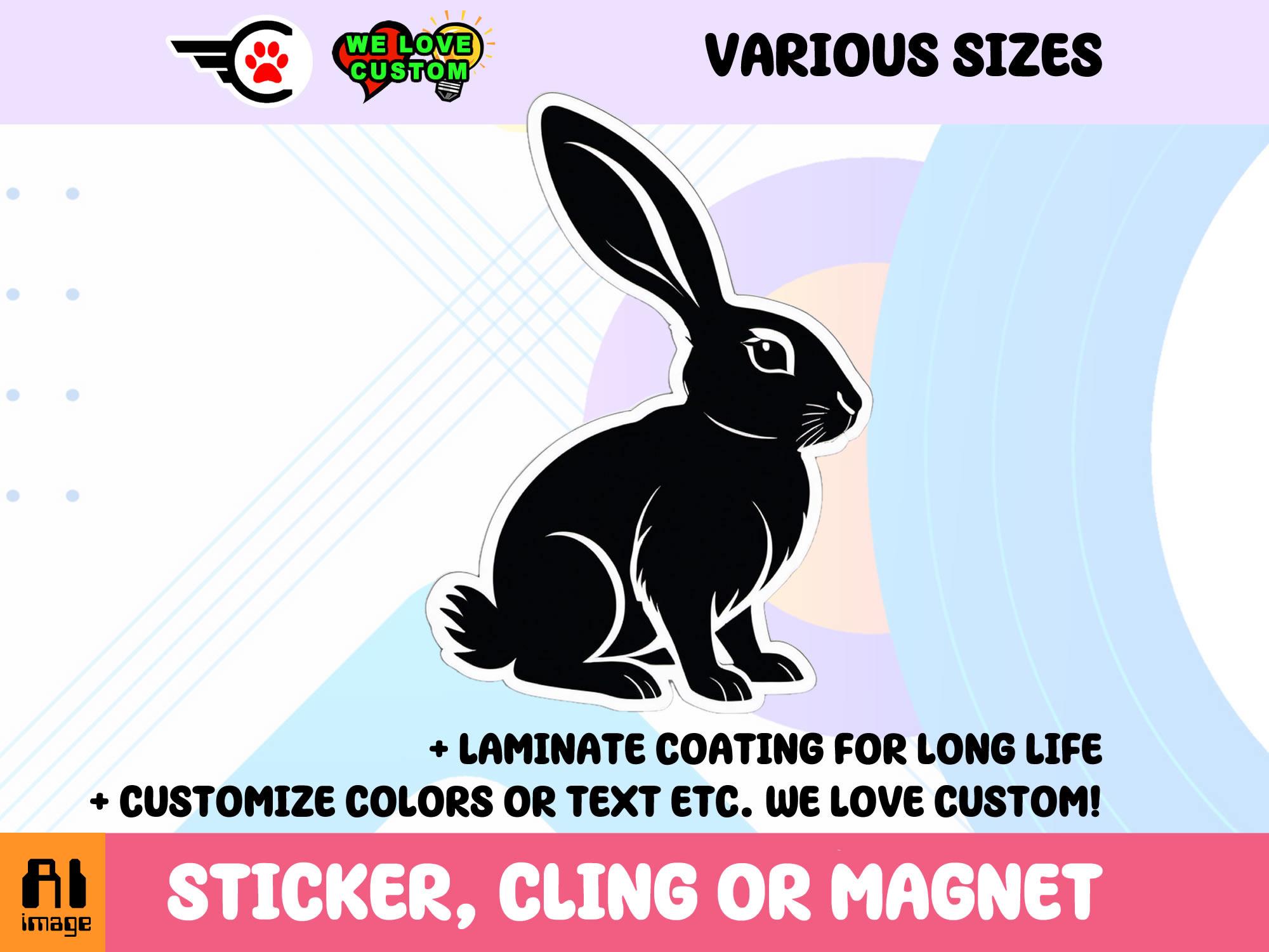 Rabbit Sticker, Magnet or Window Cling in Various Sizes