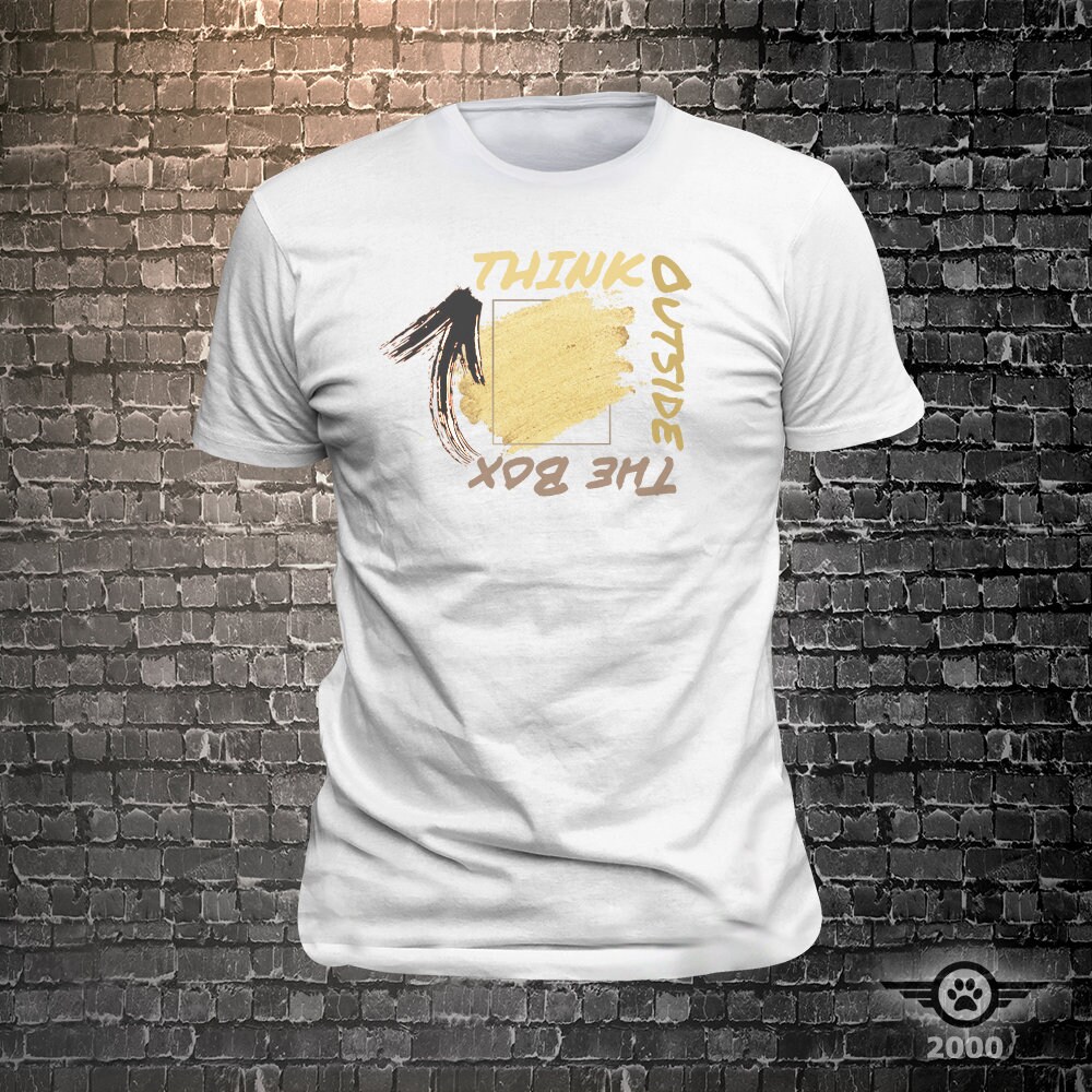 Think Outside The Box Original Grunge Print Full Color/Colour INK PRINT Tee Unisex Cool Funny T-Shirts Fun Wear Think Outside The Box Original Grunge Print Full Color/Colour INK PRINT Tee Unisex Cool Funny T-Shirts Fun Wear