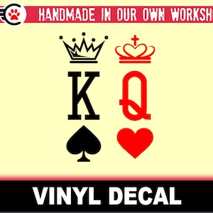 King of Spades and Queen of Hearts Vinyl Decals in various sizes