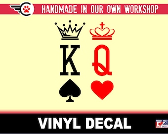 King of Spades and Queen of Hearts Vinyl Decals in various sizes