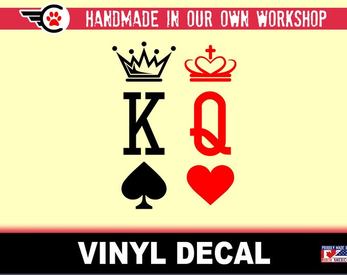 King of Spades and Queen of Hearts Vinyl Decals in various sizes