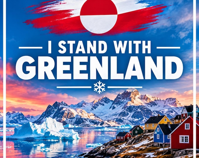 I Stand With Greenland Square Bumper Sticker, Magnet, Vinyl Sticker or Window Cling, UV Laminate Coating, laptop, water bottle