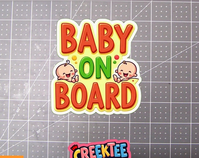 Baby On Board Cute Cat Vinyl Sticker, Window Cling or Magnet in UV Laminate Coating