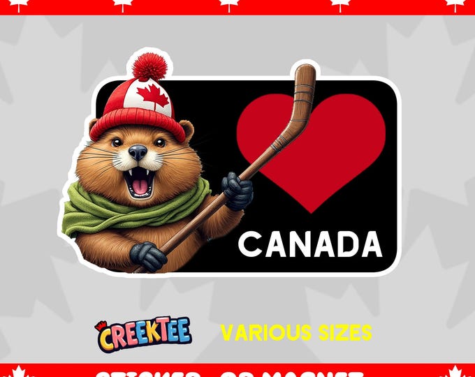 I Love Canada Angry Beaver Bumper Sticker, Magnet, Vinyl Sticker or Window Cling, UV Laminate Coating, laptop, water bottle
