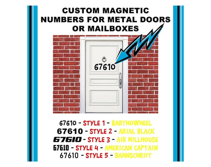 up to 5 Custom Magnetic Numbers or Letters Various Heights 20 mil flexible vinyl magnet