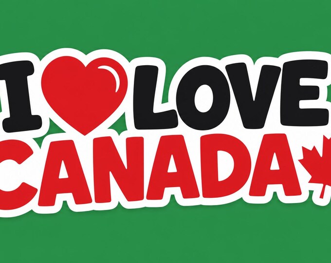 I Love Canada Bumper Sticker, Magnet, Vinyl Sticker or Window Cling, UV Laminate Coating
