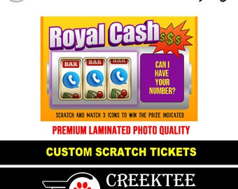 Custom Faux Scratch Tickets Novelty, Laminate Coating, Scratch Off Top, Customize The Text and Message