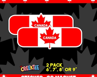 2X Canada Die-Cut Bumper Sticker, Magnet, Vinyl Sticker, Window Cling or Magnet in UV Laminate Coating