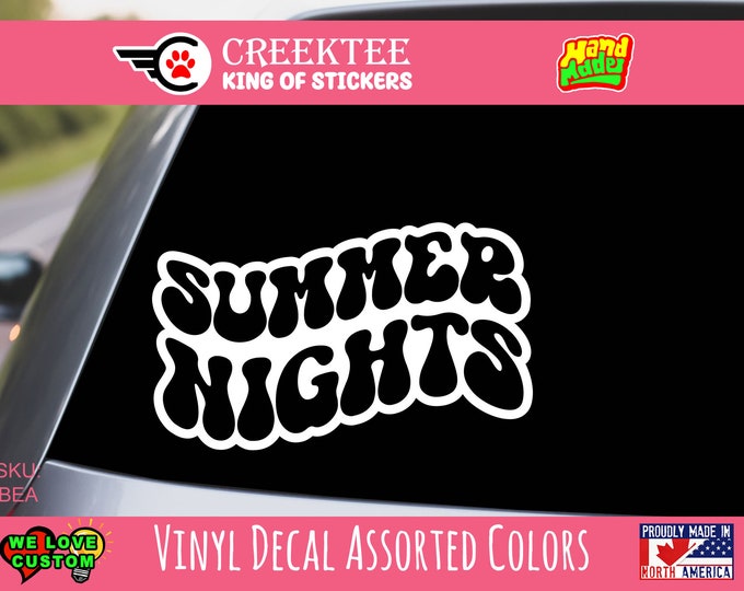 Summer Retro Vinyl Decal Various Sizes and Colors Die Cut Vinyl Decal also in Cool Chrome Colors!