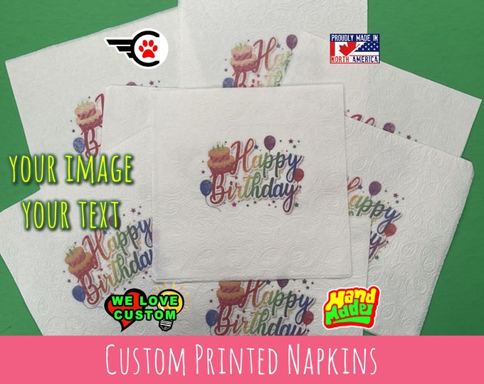 8X Custom Full Color Disposable Napkins | Custom Logo Napkins | Custom Photo Napkins | Full Color Napkins 6"x6" Disposable Napkins - Photo +