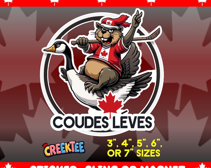 Coudes levés french version of our Elbows Up Bumper Sticker, Magnet, Vinyl Sticker, Window Cling, UV Laminate