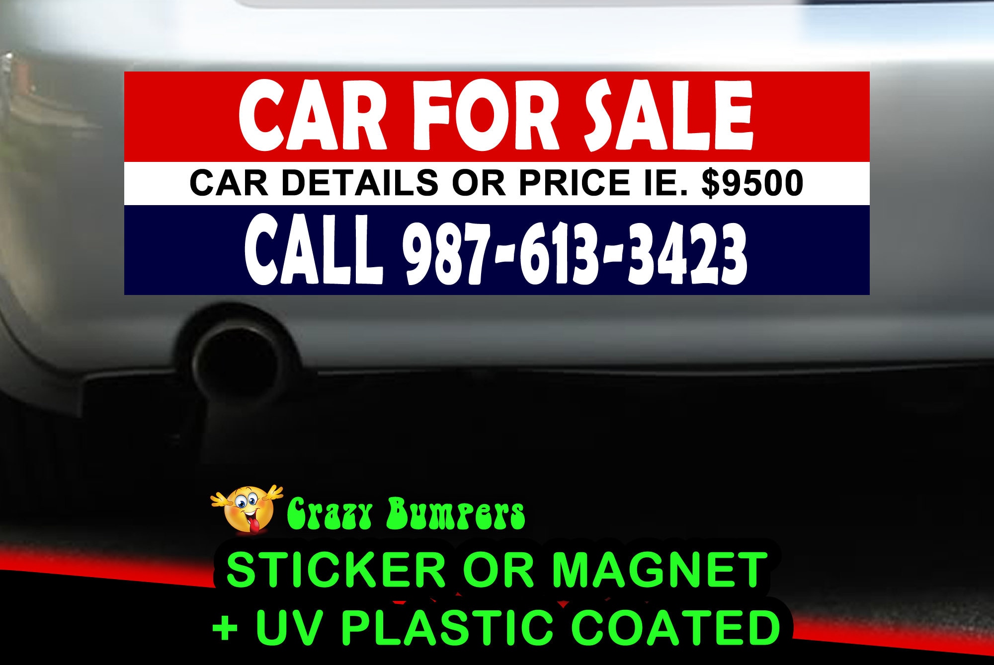CAD$7.99 - Car For Sale Personalized 10 x 3 Bumper Sticker - Custom changes and orders welcomed! CAD$7.99 - Car For Sale Personalized 10 x 3 Bumper Sticker - Custom changes and orders welcomed!