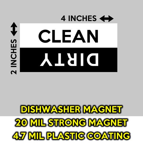 2X Premium Vinyl Clean Dirty Dishwasher Magnet 2 inches high x 4 inches wide - black and white - magnet for the dishwasher
