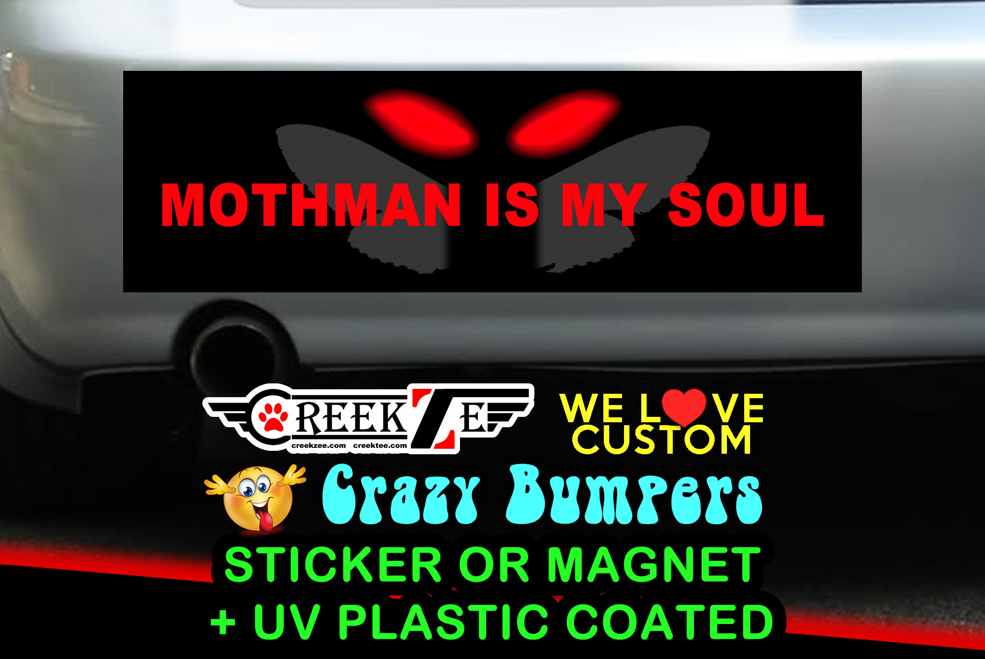 Mothman is my soul Bumper Sticker or Magnet in new sizes, 4