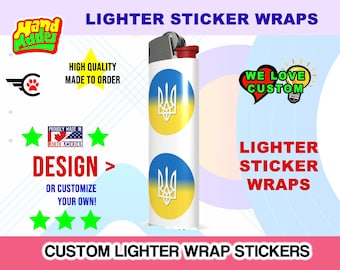 Custom 3x Lighter Sticker Wraps, your photo, text, or images, quantity bundles available, with laminate coating. 3x, 6x, 9x, 18x plus....