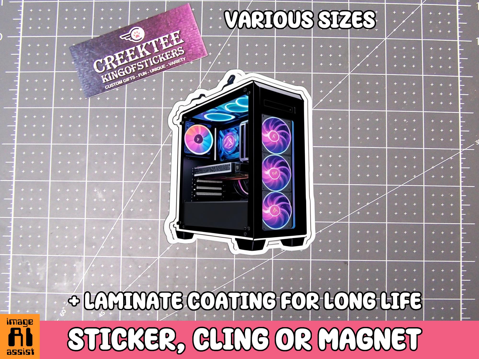 Gaming PC Vinyl Sticker, Magnet or Window Cling in Various Sizes with Laminate Coating