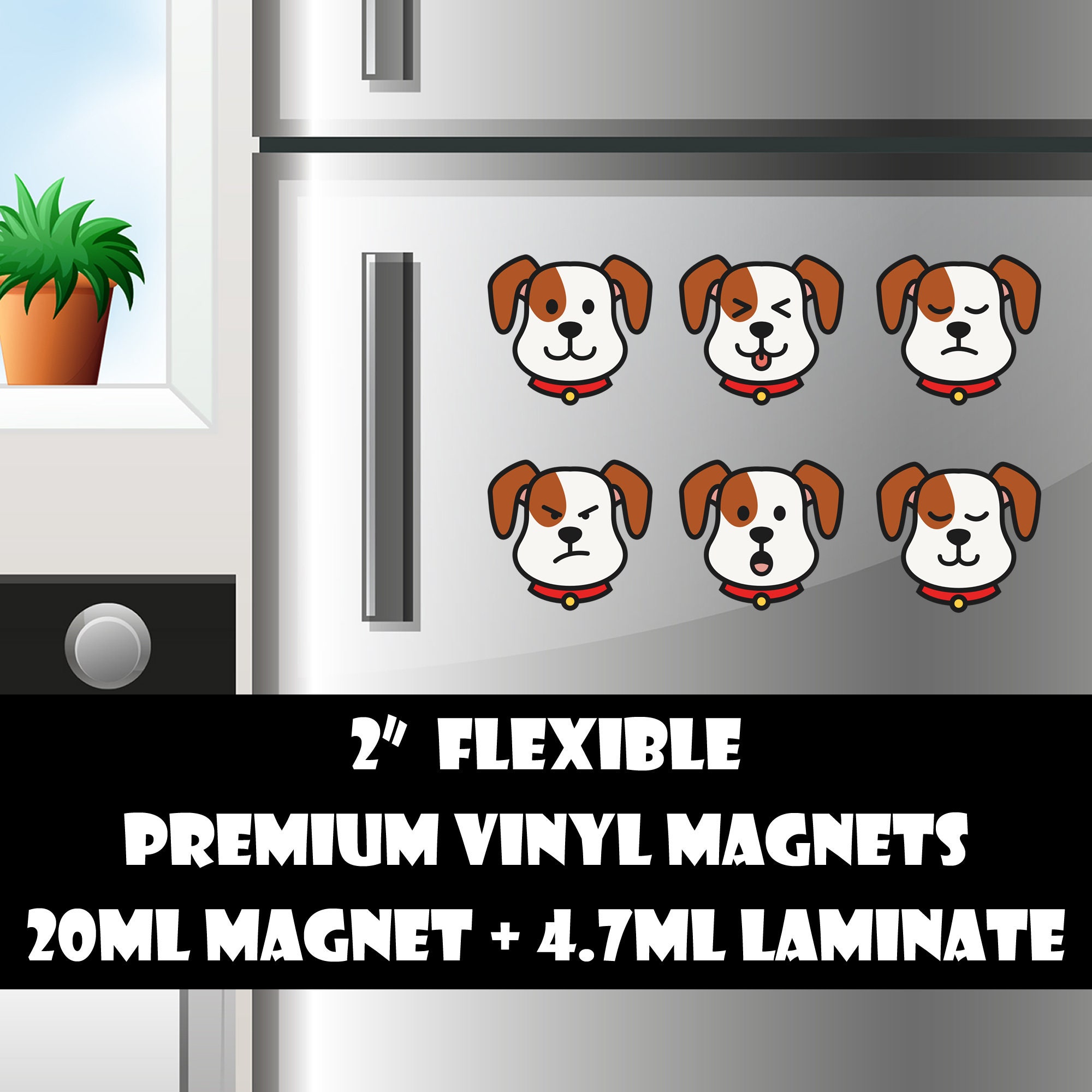 6 2inch dog emoji fridge magnets or stickers standard, photo or vinyl print materials with laminate or magnet options available. 6 2inch dog emoji fridge magnets or stickers standard, photo or vinyl print materials with laminate or magnet options available.