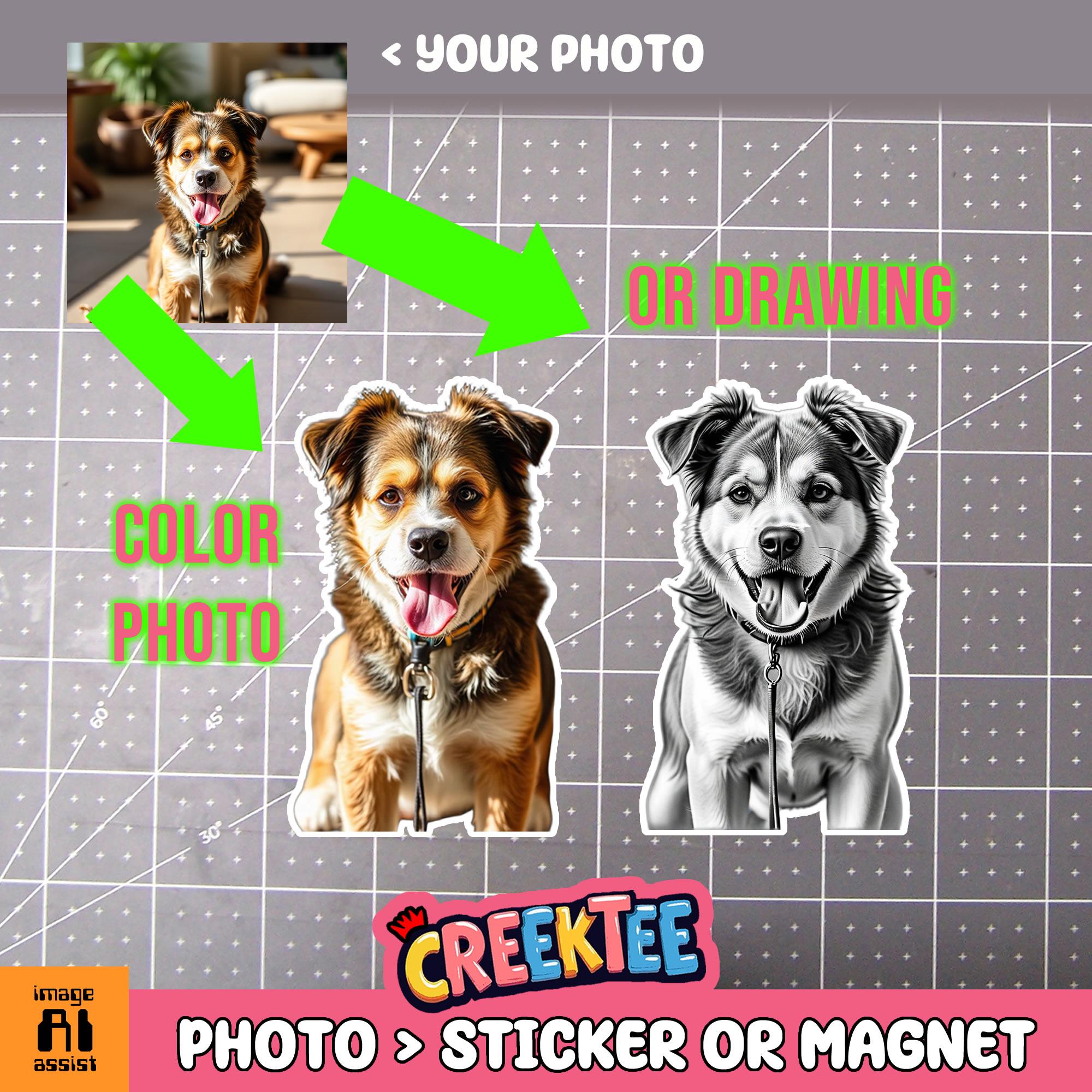 Your Photo To Die-Cut Vinyl Sticker or 20 mil  Magnet in UV Laminate Coating