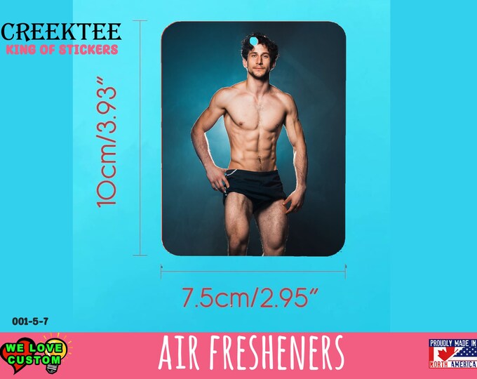 Guy in swimsuit Air Freshener Felt - Custom Print Personalized Car Air Freshener - Scented or un-Scented Photo On Both Sides 3.98 x 2.99 in.