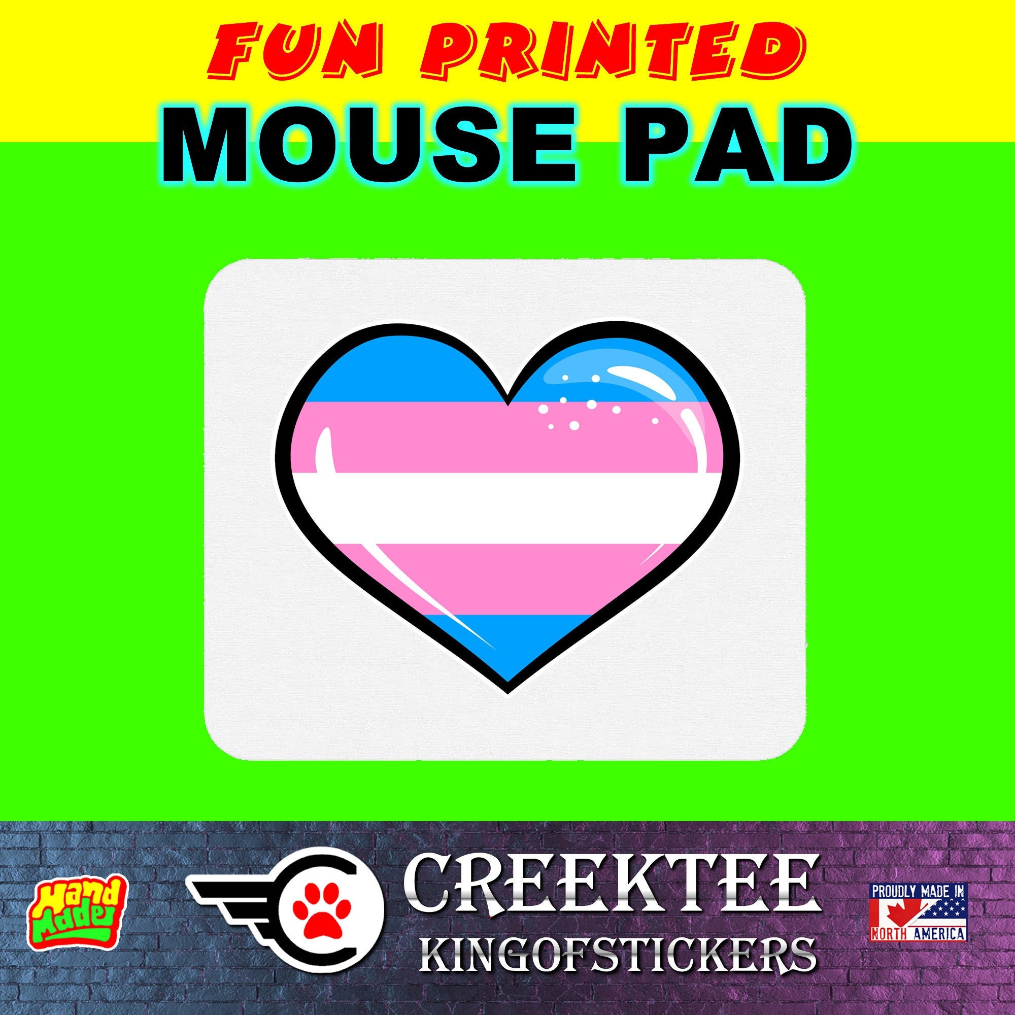 Round or Rectangle Transgender Printed Custom Mouse Pad - Mouse Pad Thick Non Slip Bottom Smooth or with your custom image or design