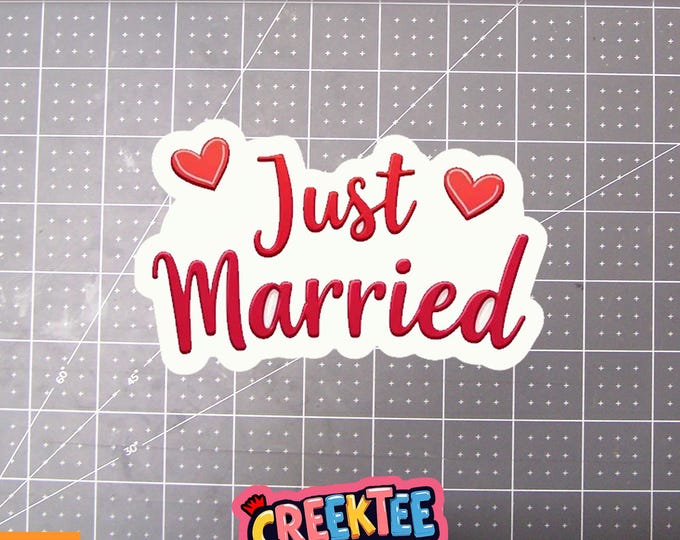 Just Married Vinyl Sticker or  Magnet in UV Laminate Coating