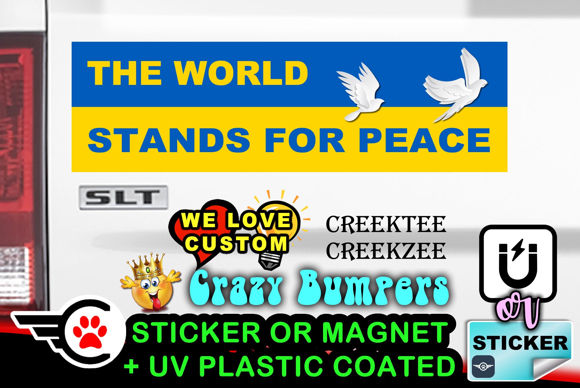 4X Bulk Pack - Ukraine Flag Bumper Sticker or Magnet sizes 4