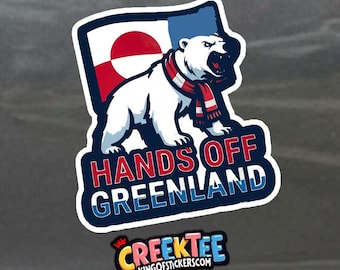 Hands Off Greenland Bumper Sticker, Magnet, Vinyl Sticker or Window Cling, UV Laminate Coating, laptop, water bottle