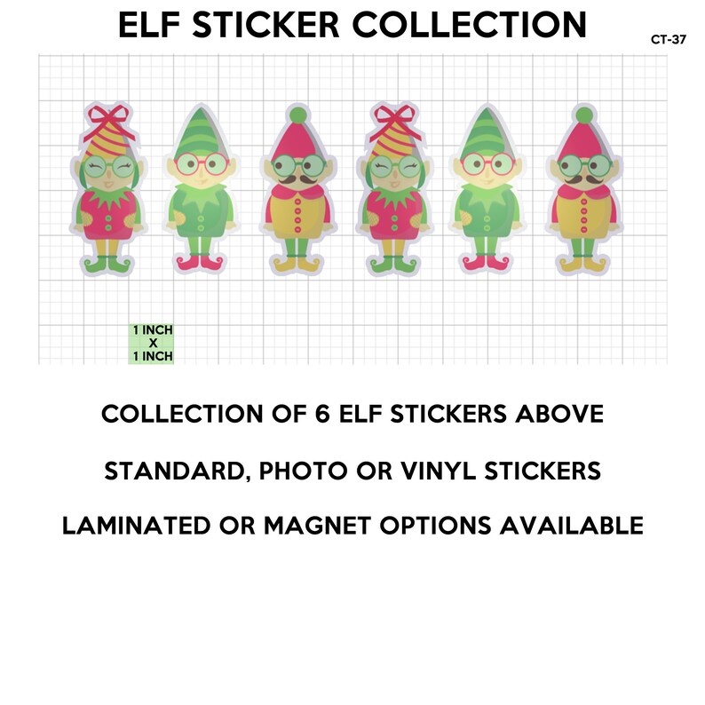 6 Fun ELF Stickers in Standard Photo or Vinyl Print Materials | Etsy