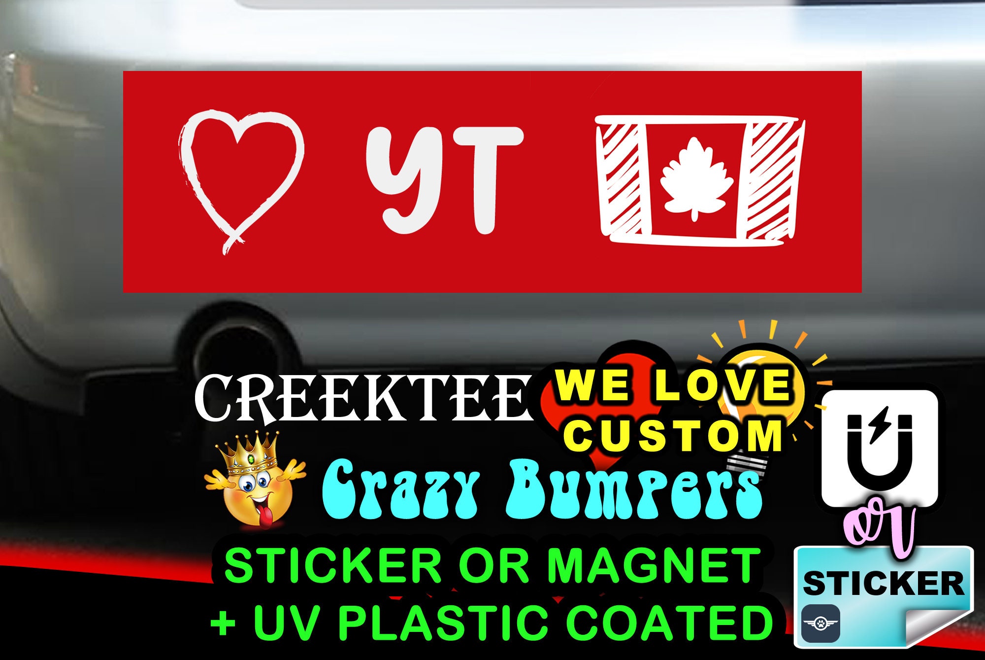 Love Yukon Canada Bumper Sticker or Magnet in new sizes, 4