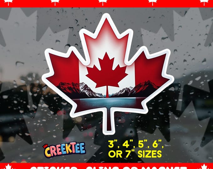 Canada Scenic Maple Leaf Bumper Sticker, Magnet, Vinyl Sticker, Window Cling, UV Laminate, laptop, water bottle
