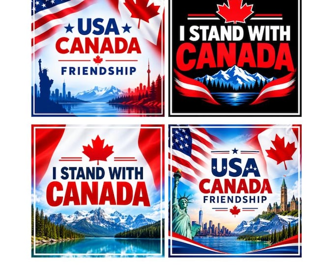 4x Pack, Canada Bumper Sticker, Magnet, Vinyl Sticker or Magnet in UV Laminate Coating - 4 inch wide