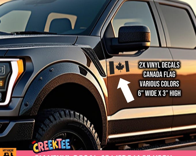 2X Canada Vinyl Color Decals 6 inches wide - Canada Decal, Door Sticker Canada, Various Colors