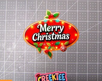 Merry Christmas Vinyl Sticker, Window Cling or Magnet in UV Laminate Coating