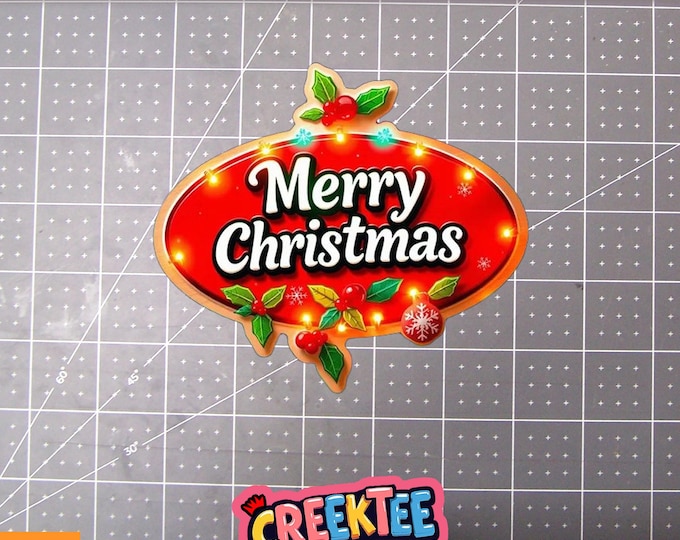 Merry Christmas Vinyl Sticker, Window Cling or Magnet in UV Laminate Coating