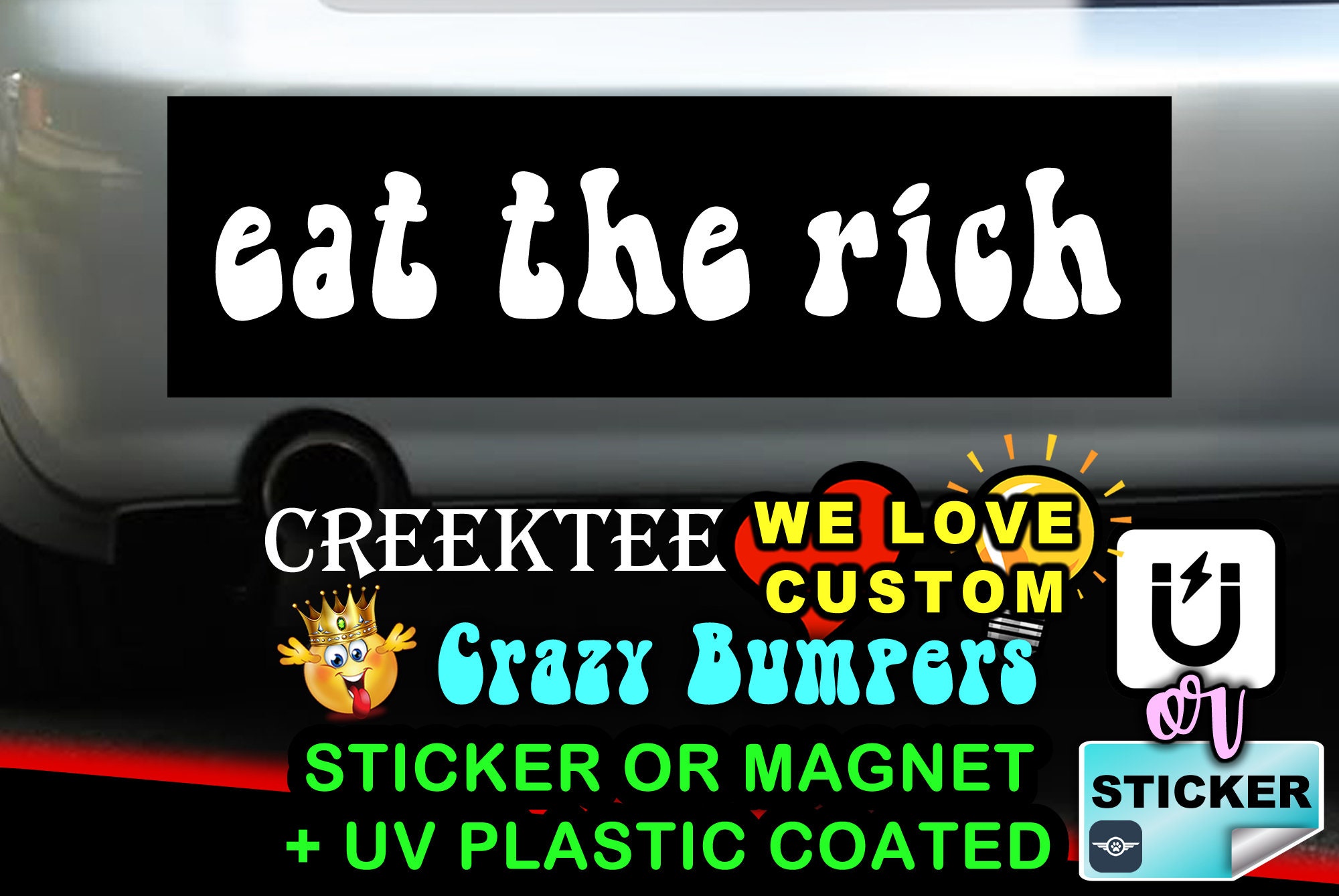 Eat The Rich Bumper Sticker or Magnet 8