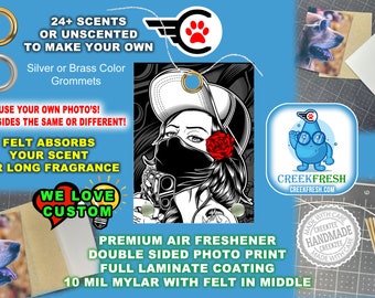 Mafia Girl - Premium Car Air Freshener Color Print +Felt middle fragrance absorption. Scent or Non-Scent. Both Sides.